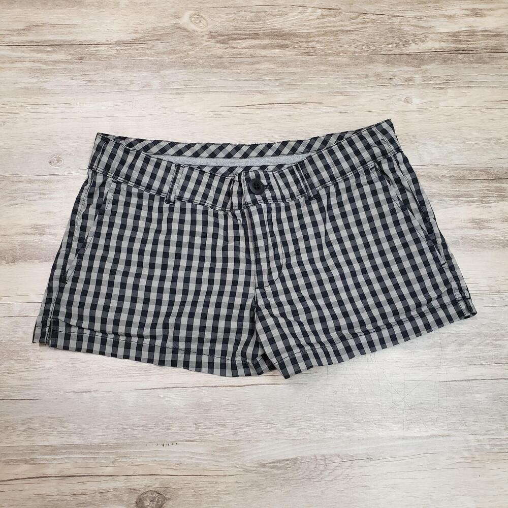 Nike Athletic Dept Shorts Womens 6 Black Gingham Cotton Chino Casual 435945-010